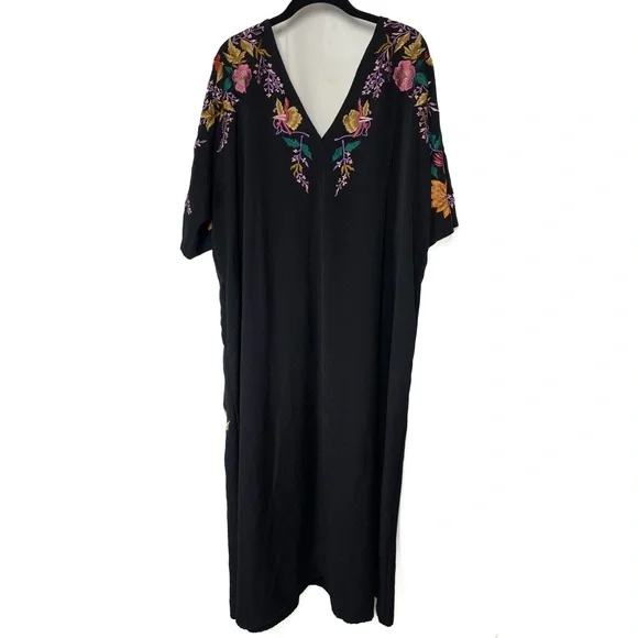 eShakti Wayward Fancies Black Embroidered Floral Maxi Dress - Picture 3 of 10